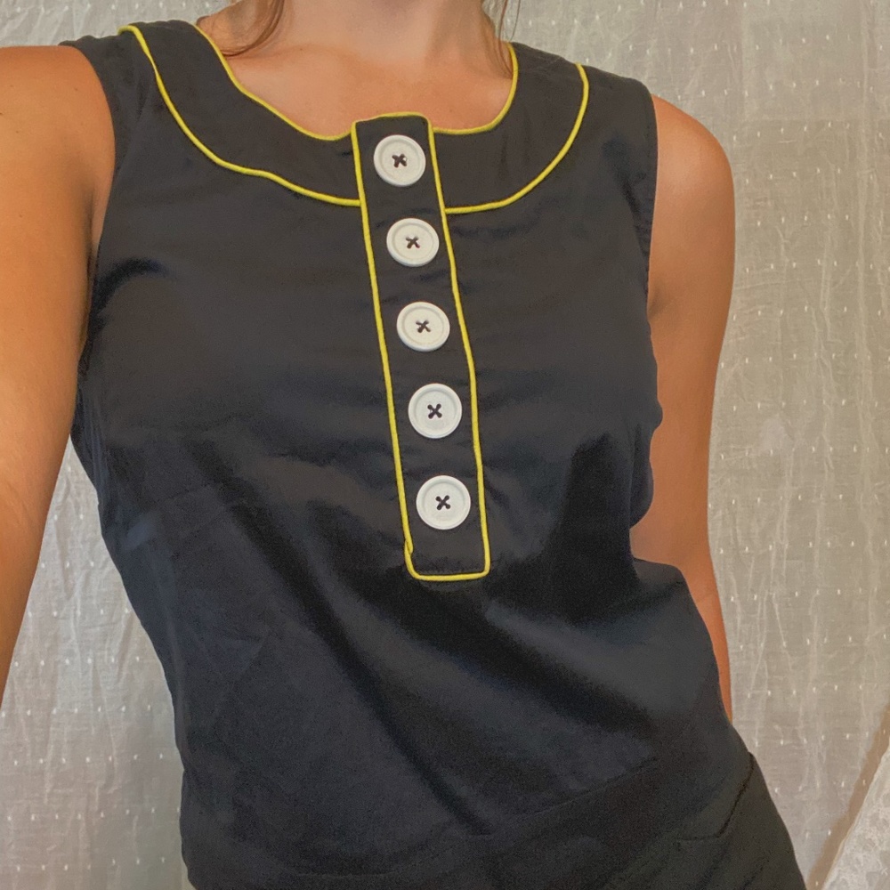 Vintage BEBE navy blue with yellow trim tank top